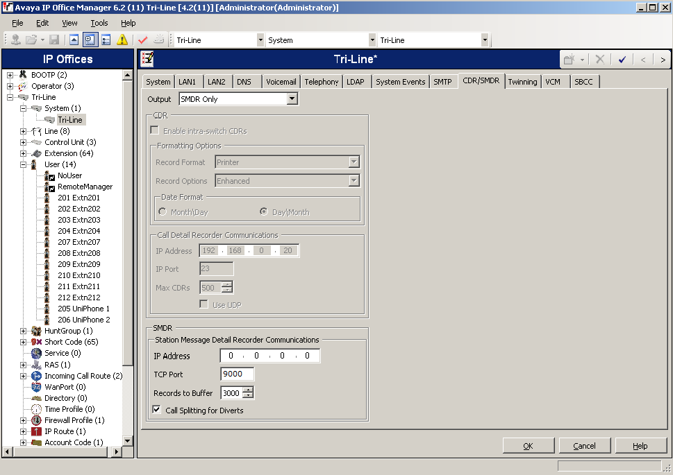 Avaya IP Office active connection